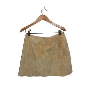 Boston Proper‎ Suede Seamed Skirt Womens Size 10 Lined Zip Tan NWT
